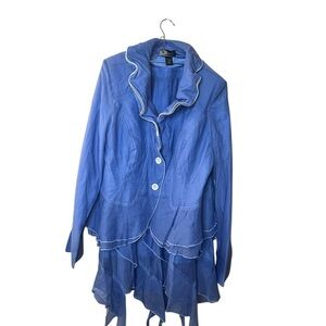 Ashro Blue Ruffled Women's Skirt Set Sz 16W
